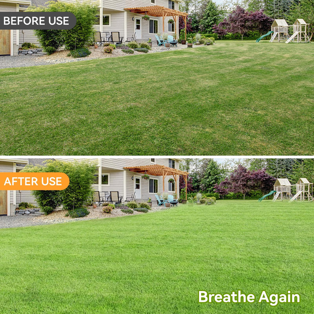 FULUPET aerator rolling across lawn for improved soil aeration benefits