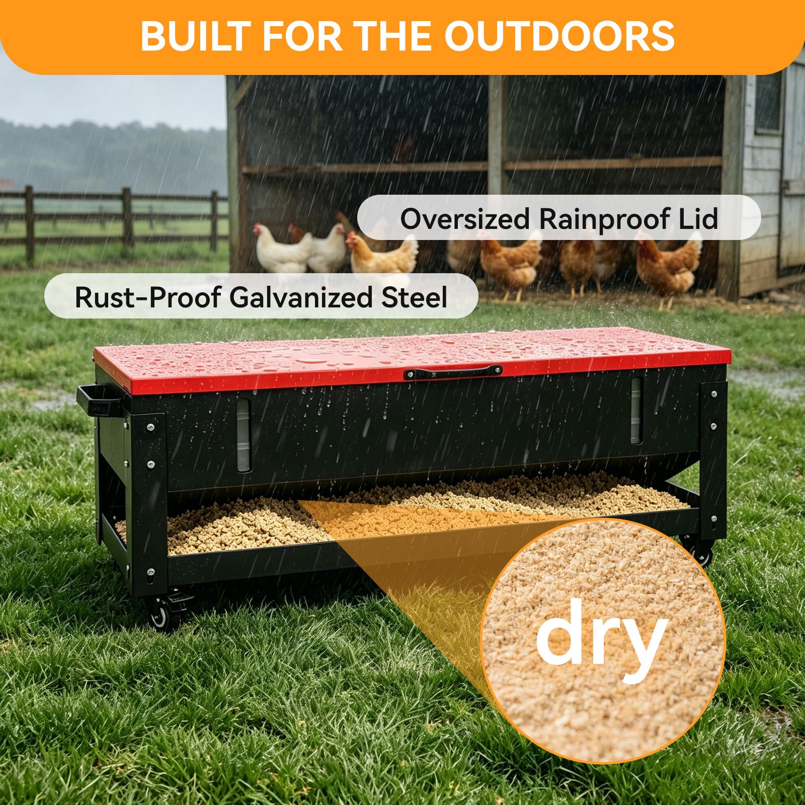 FULUPET scale comparison with chickens illustrating 120 lb capacity