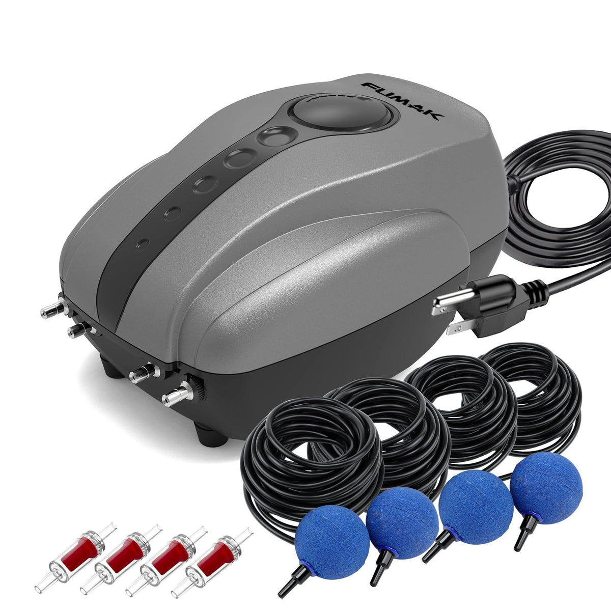 FUMAK aerator front view showing compact durable housing and controls for quiet operation