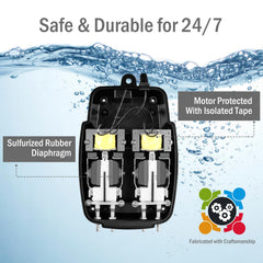 FUMAK two-inch air stone close-up producing steady bubbles for improved oxygen exchange