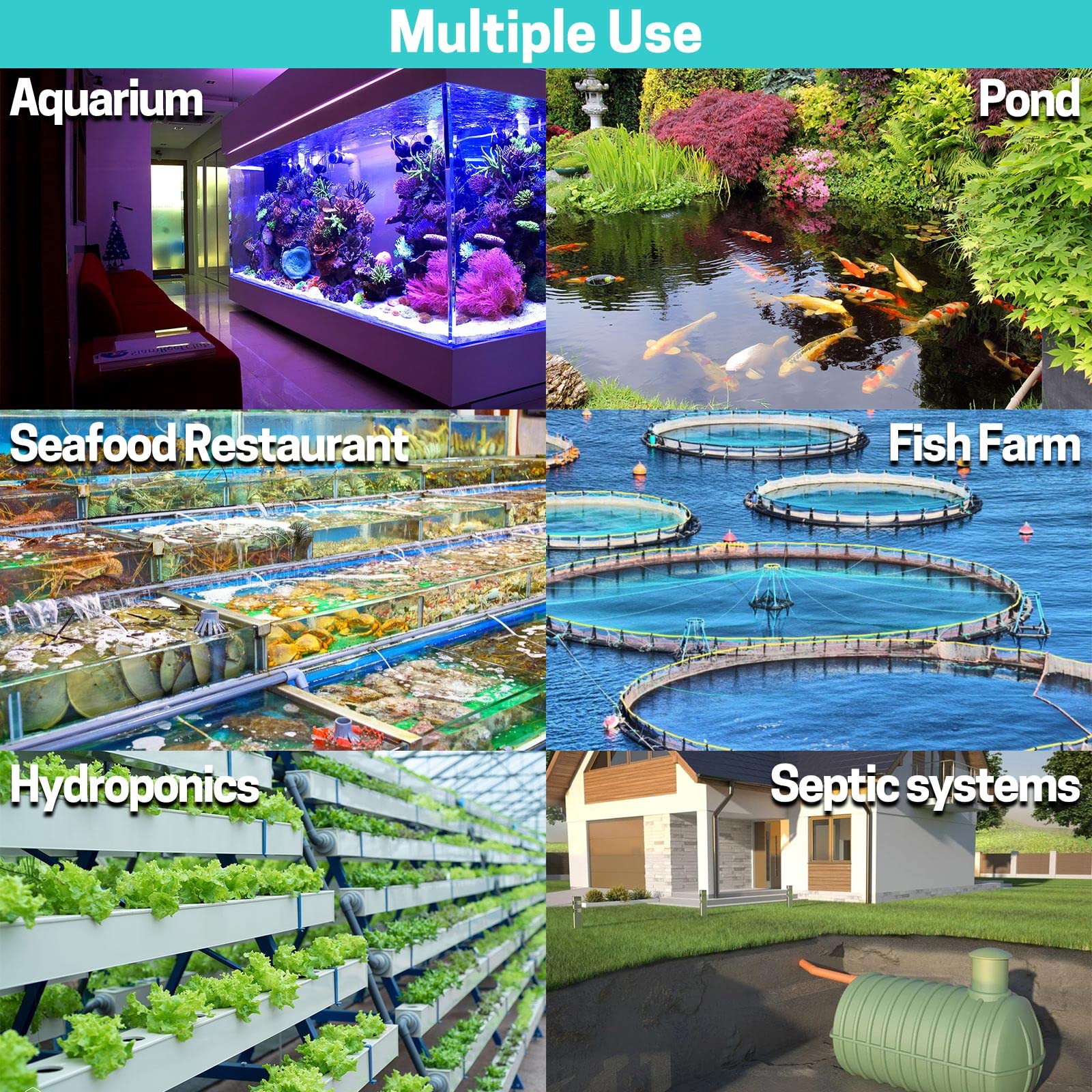 FUMAK aerator connected to hydroponic reservoir improving root oxygenation