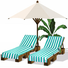 Fumete turquoise lounge chair cover front view showing full length and color benefit protection