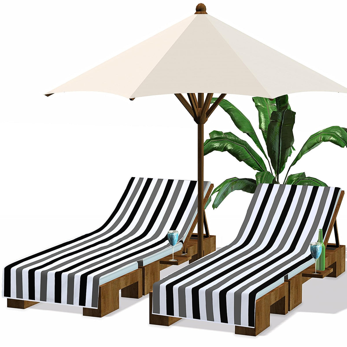 Fumete front view of black and grey lounge cover showing clean look and protection