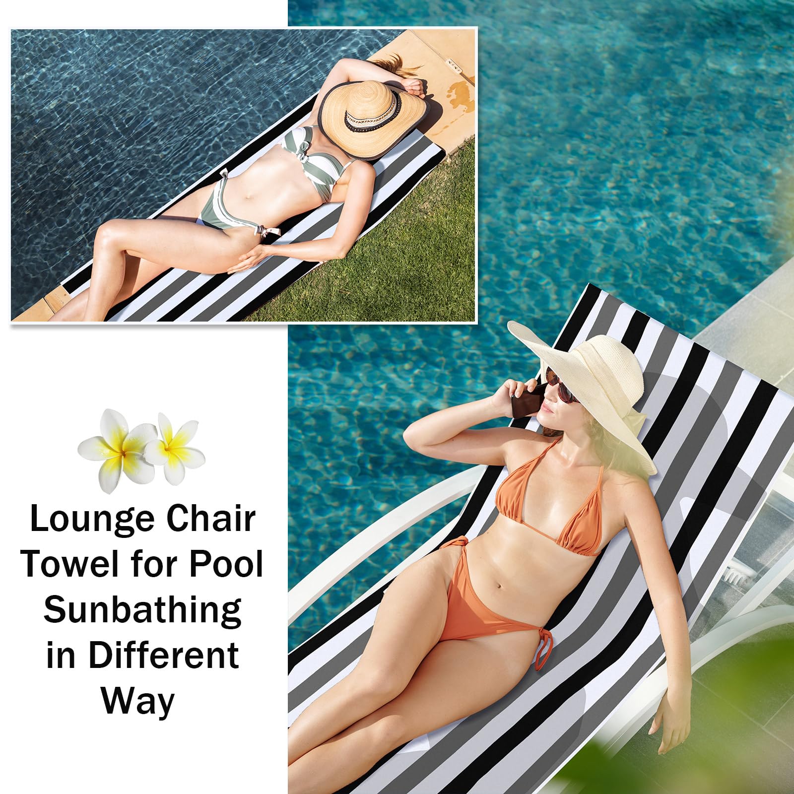 Fumete on lounge chair at poolside showing comfortable quick-dry use