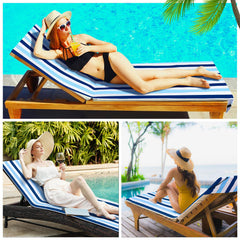 Fumete chaise cover on a poolside lounge chair demonstrating quick-drying convenience