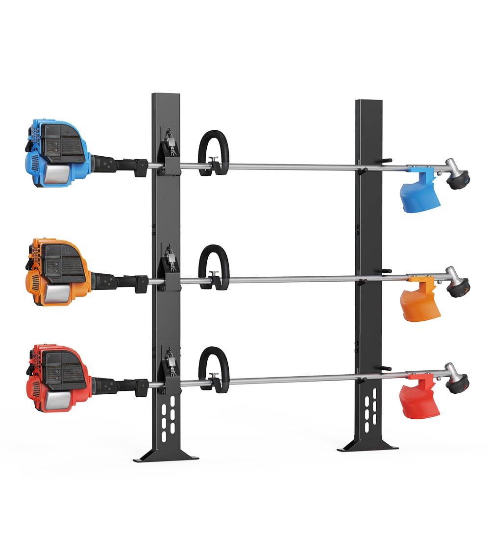 Fumingpal front profile rack mounted to trailer, secures trimmers reliably