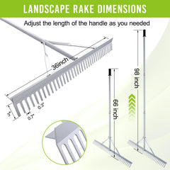 Fumingpal closeup of rake head and teeth, rustproof aluminum for long life