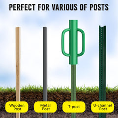 Fumingpal post driver in use driving a T-post into ground for faster installation