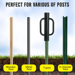 Fumingpal in use driving a T-post into ground for faster, cleaner fence installation