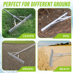 Fumingpal rake in use leveling soil, speeds up grading and spreading