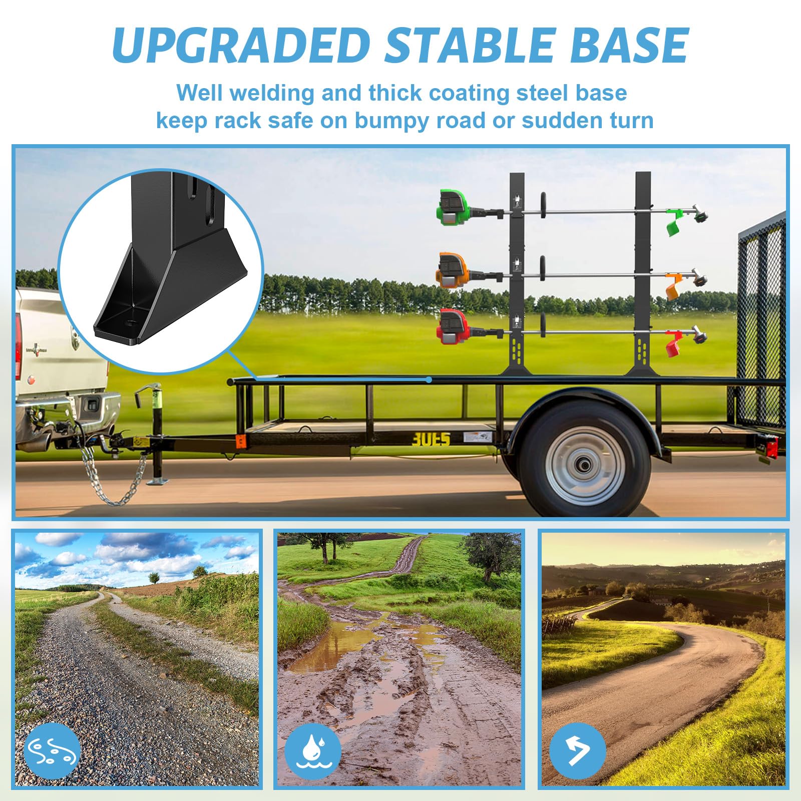 Fumingpal rack next to ruler showing scale, fits long‑shaft landscaping tools