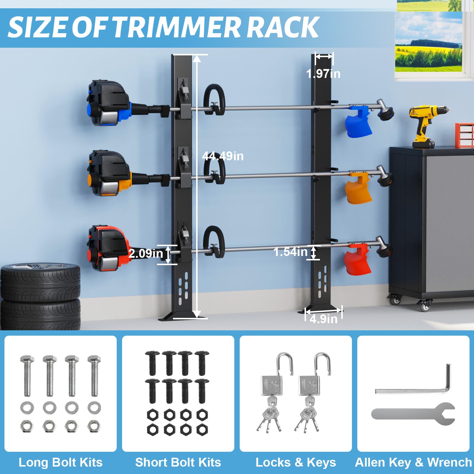 Fumingpal side view holding multiple trimmers, keeps equipment organized