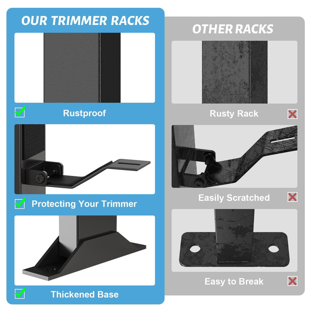 Fumingpal rack holding a weed eater to show organized storage benefit