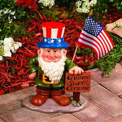 Fun Express gnome beside ruler showing 10-inch scale benefit: fits small spaces