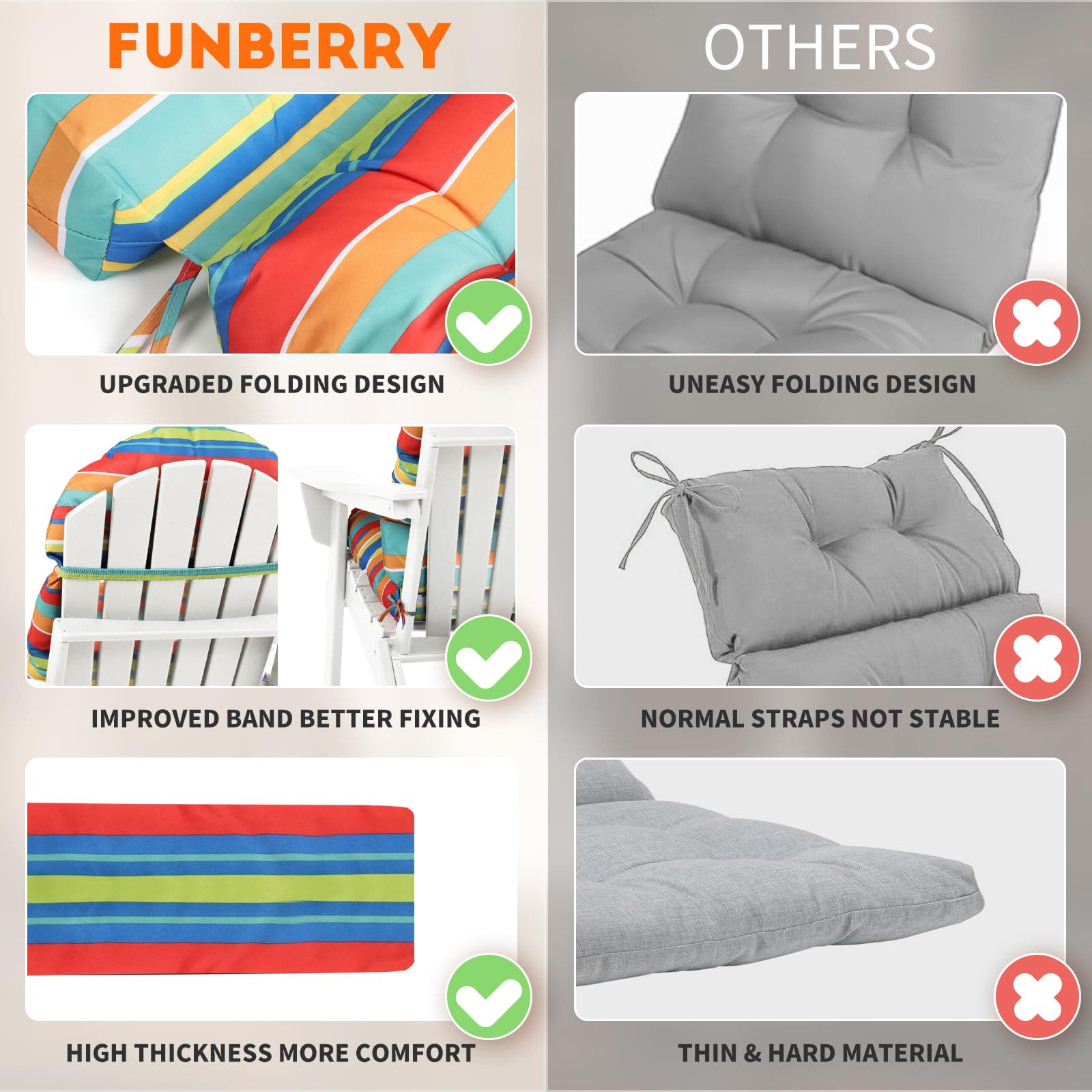 FUNBERRY close-up of cushion stitching and seams for durable build