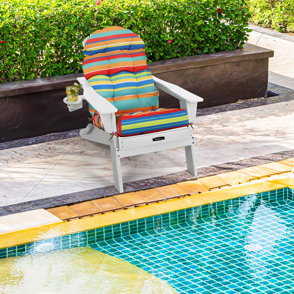 FUNBERRY person sitting on cushion showing enhanced comfort outdoors