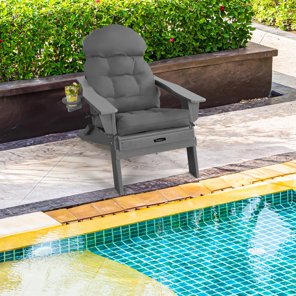 FUNBERRY cushion installed on Adirondack chair creating inviting porch seating