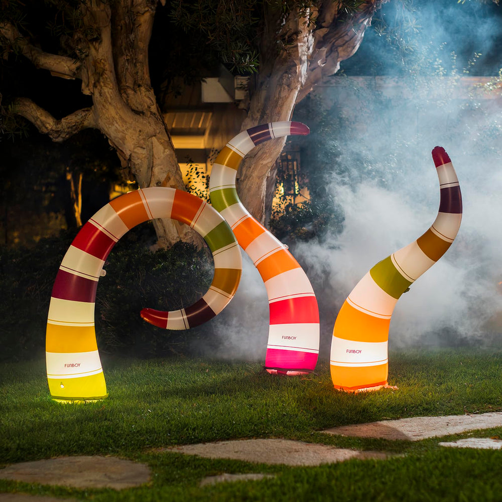 FUNBOY front view of three striped light-up snakes showing bright colors