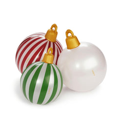 FUNBOY front display of three inflatable ornaments showing size variety and festive appeal