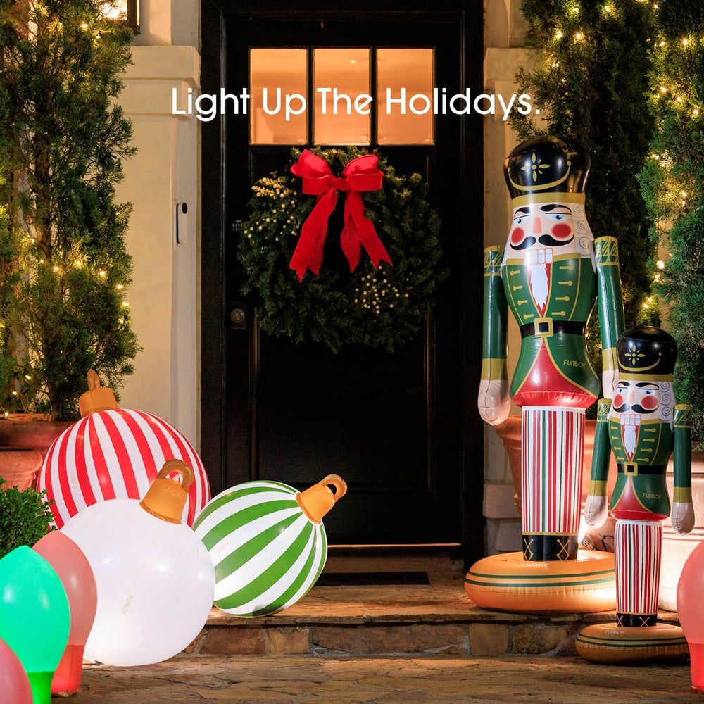 FUNBOY three deflated ornaments folded for compact storage and seasonal convenience