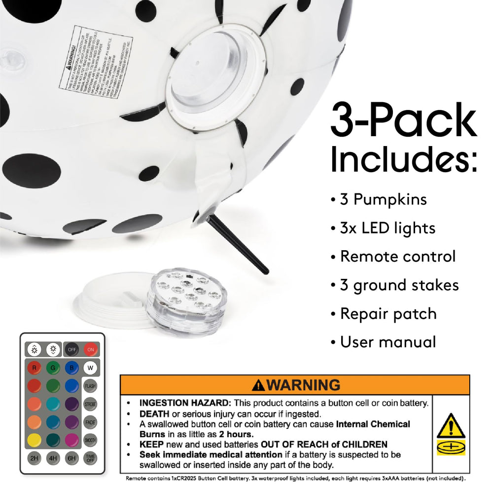 FUNBOY deflated pumpkins folded flat showing compact storage advantage