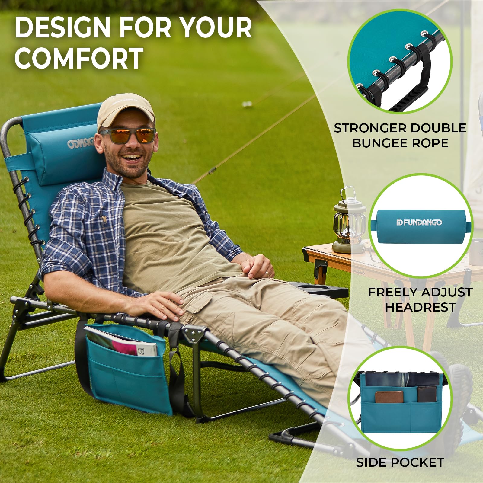 FUNDANGO adjustable sponge pillow in position offering head or lumbar comfort benefit