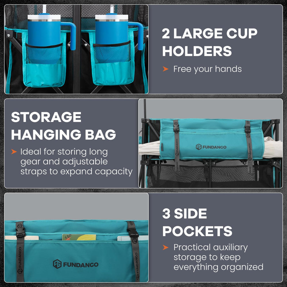 FUNDANGO folded in carry bag for compact transport and storage