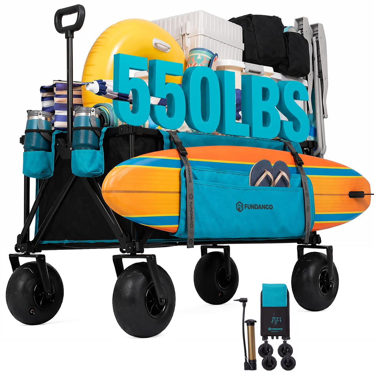 FUNDANGO front view showing wagon design and capacity benefit