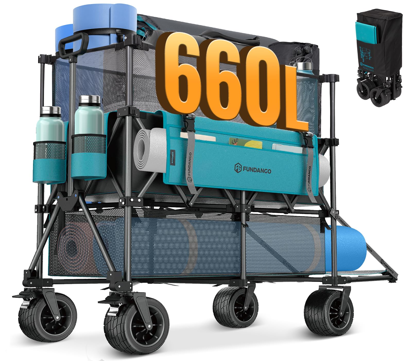 FUNDANGO front view fully loaded showing extra capacity and easy access