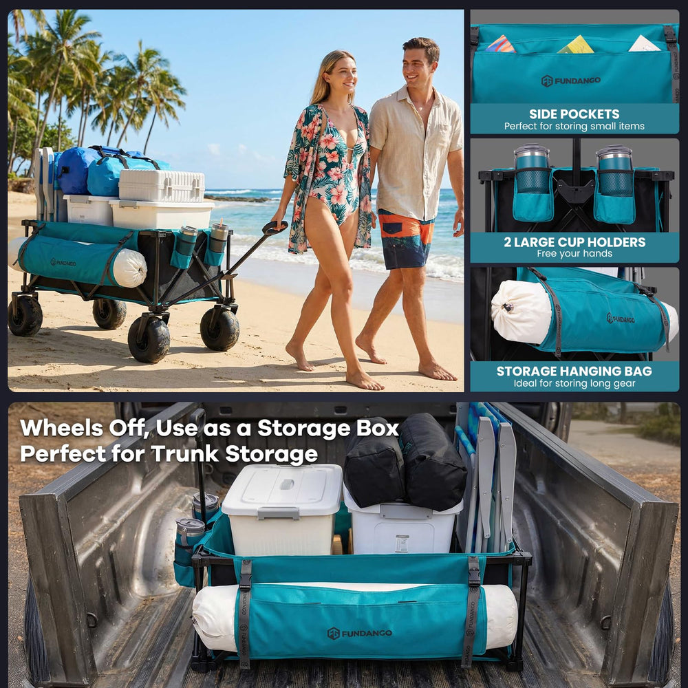 FUNDANGO wagon on sand showing stable flotation and ease