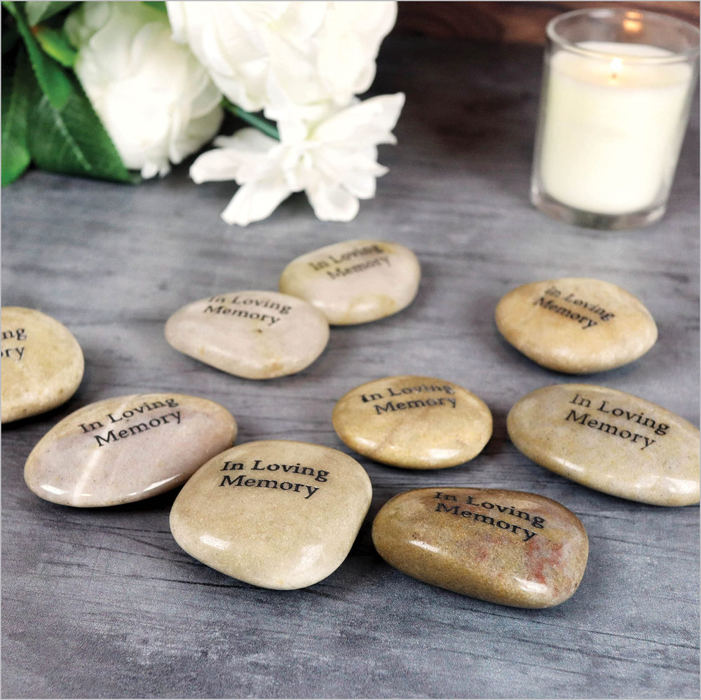 Funeral Favors close-up of precise 'In Loving Memory' engraving highlighting lasting clarity