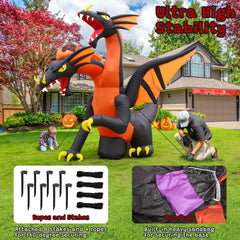 FunFanso dragon size comparison with person showing 9.5 ft scale for visibility