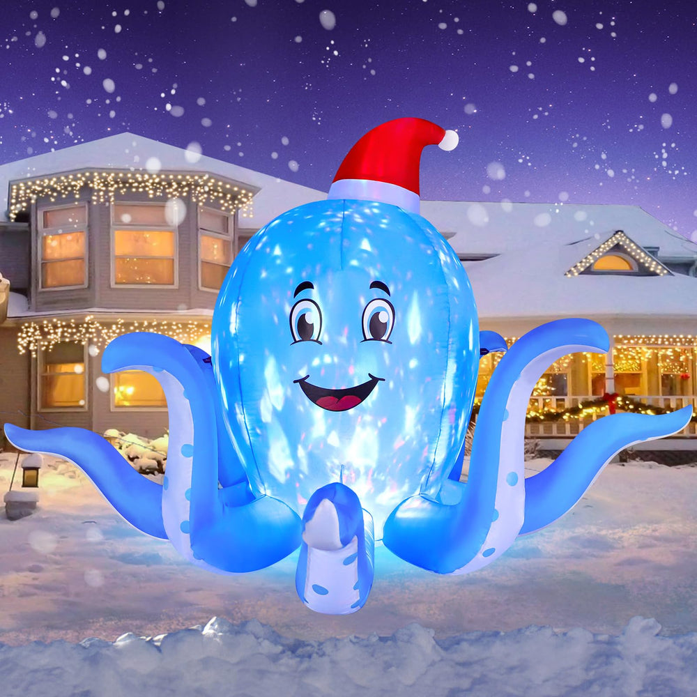 FunFanso front view blue octopus brightly decorating lawn