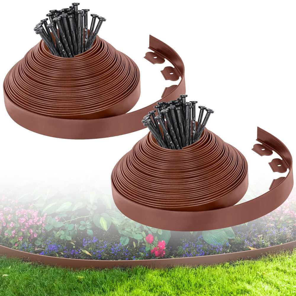 FunFanso front view of brown edging roll showing ready-to-install benefit