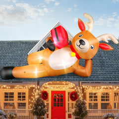 FunFanso front view giant reindeer bright yard centerpiece