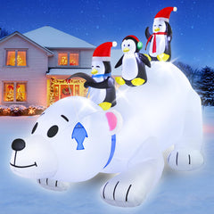 FunFanso front view of inflatable polar bear creating festive yard focal point