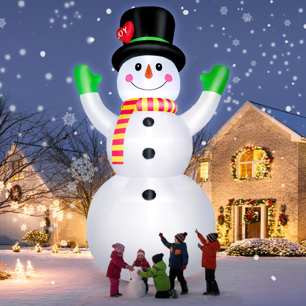 FunFanso front view inflatable snowman lighting yard with festive appeal
