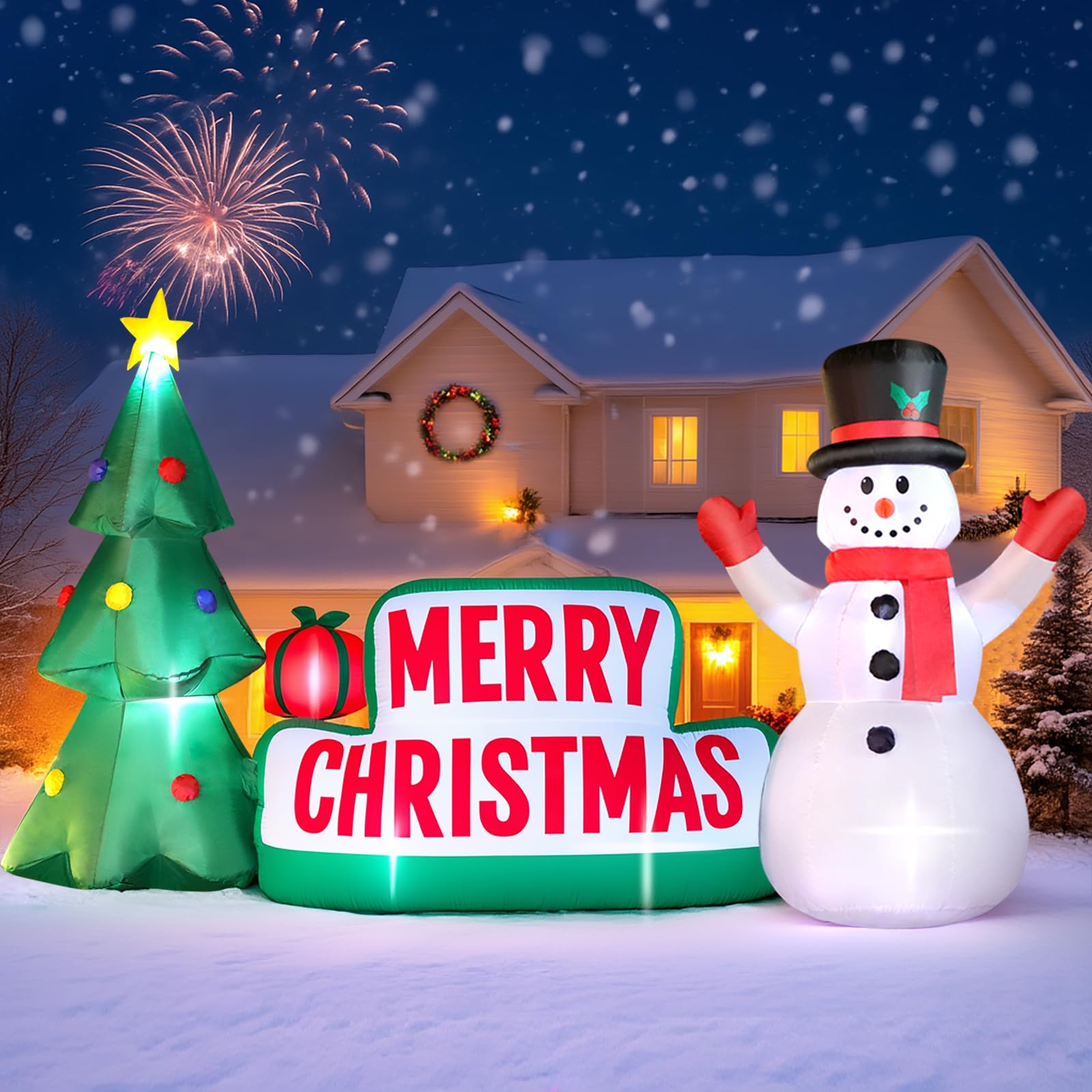 FunFanso front view of Merry Christmas sign bright curb appeal