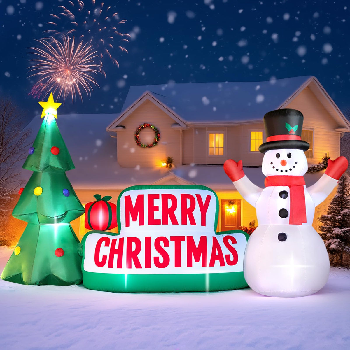 FunFanso front view of Merry Christmas sign bright curb appeal