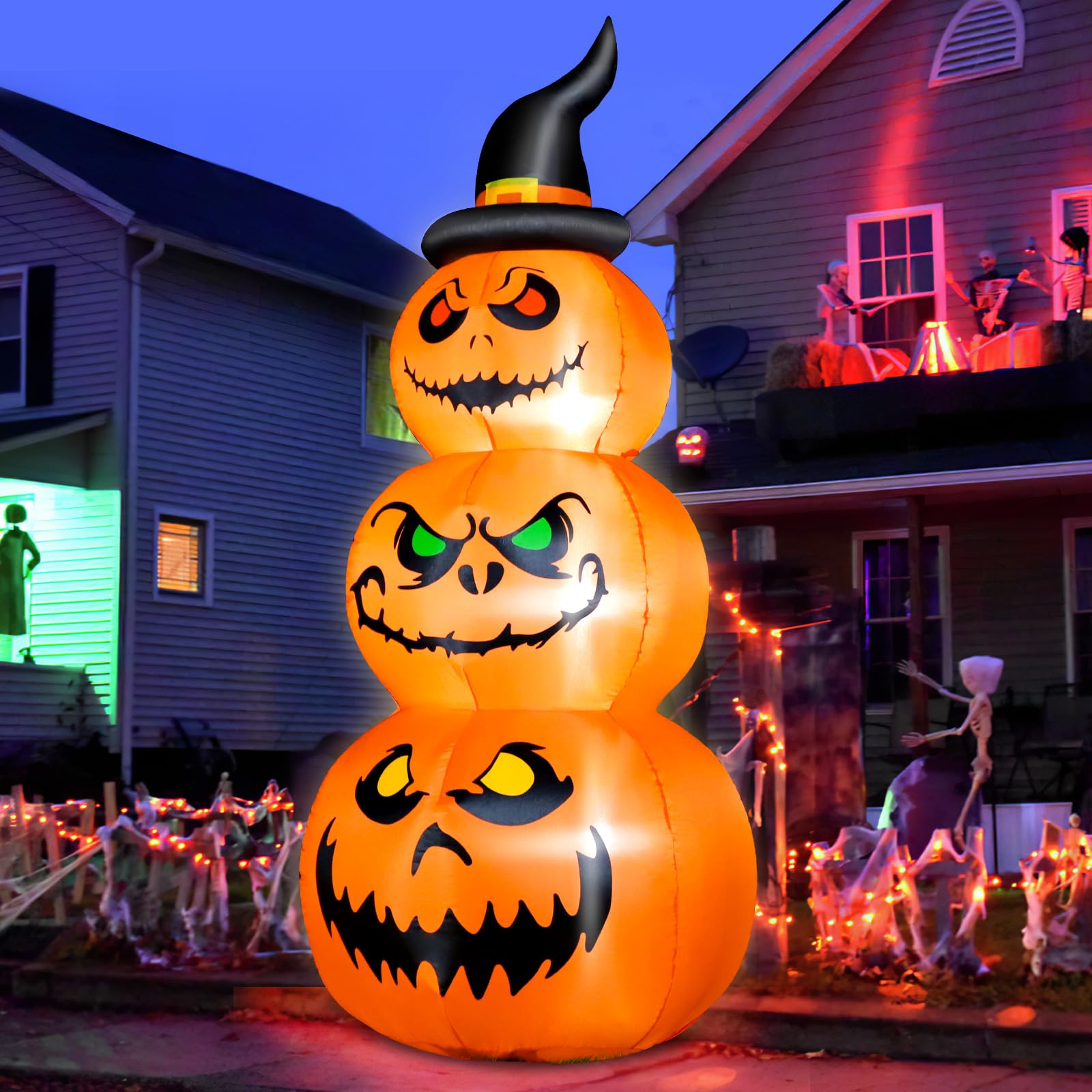 FunFanso front view of stacked pumpkins showing festive yard focal point