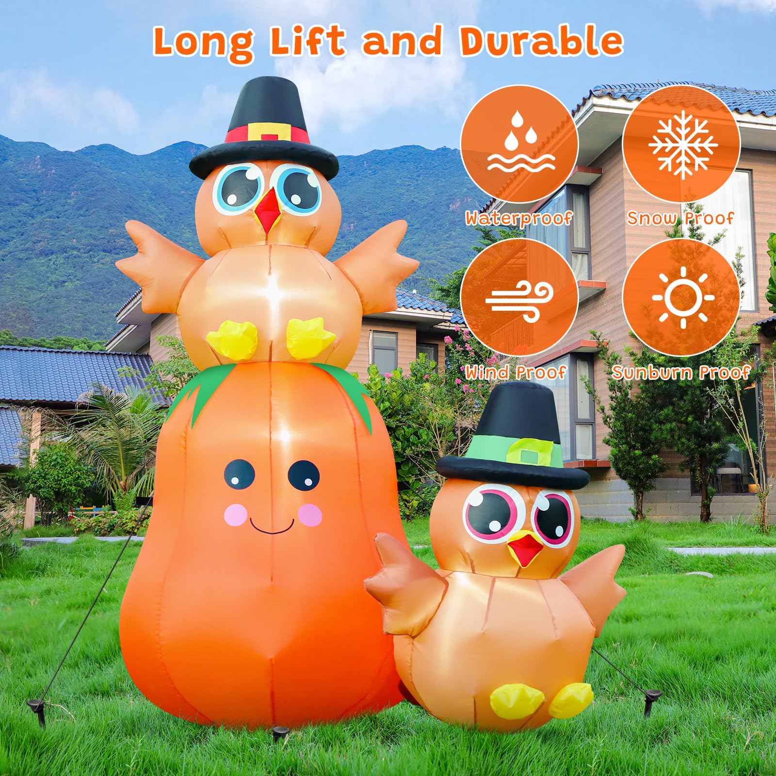 FunFanso inflatable in yard creating festive Thanksgiving atmosphere