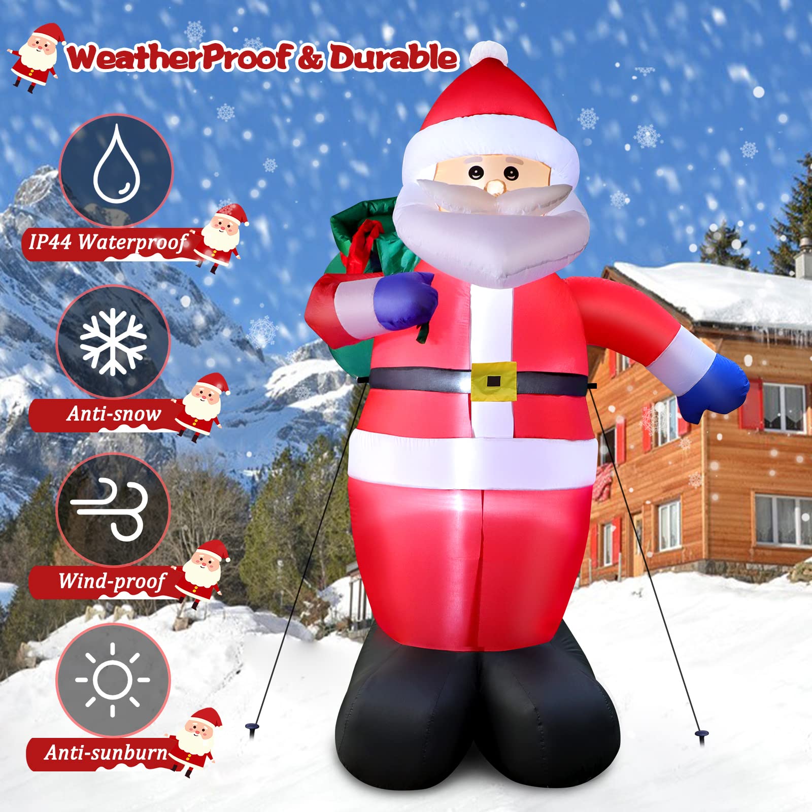 FunFanso LED-lit Santa glowing at night for bright yard visibility