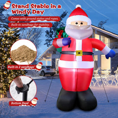 FunFanso blower unit attached to inflatable Santa, allows fast one-minute inflation