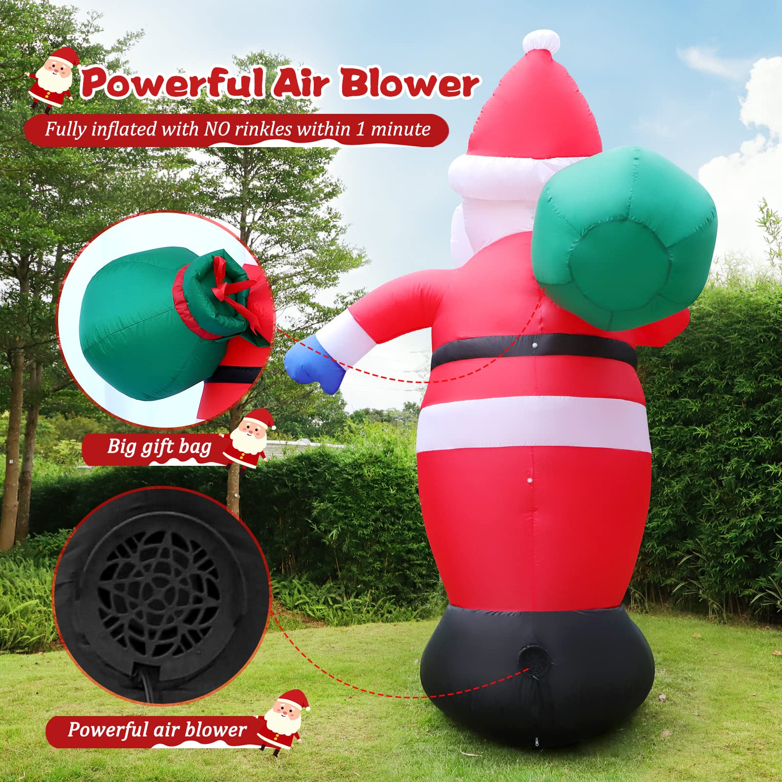 FunFanso Santa glowing with built-in LED at night, enhances evening visibility