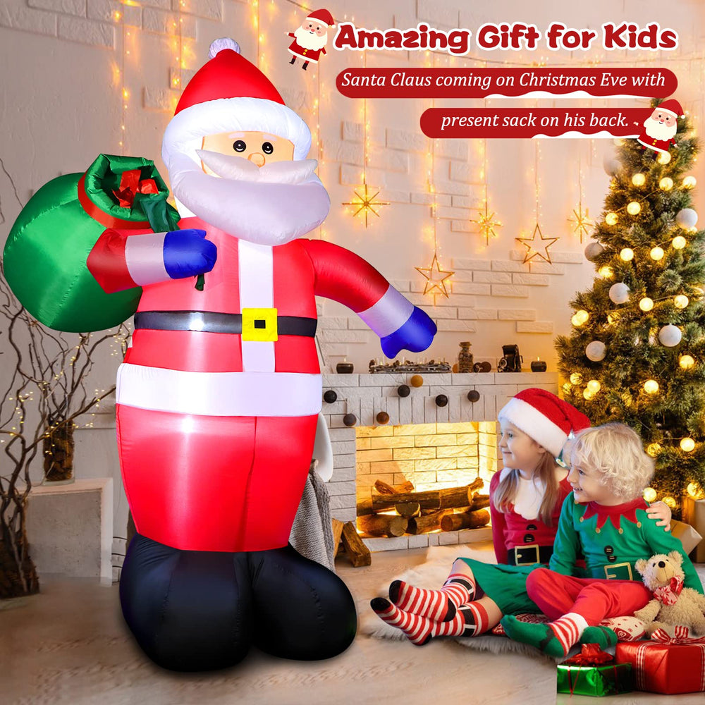 FunFanso stakes and sandbags anchoring Santa to lawn, improves wind stability