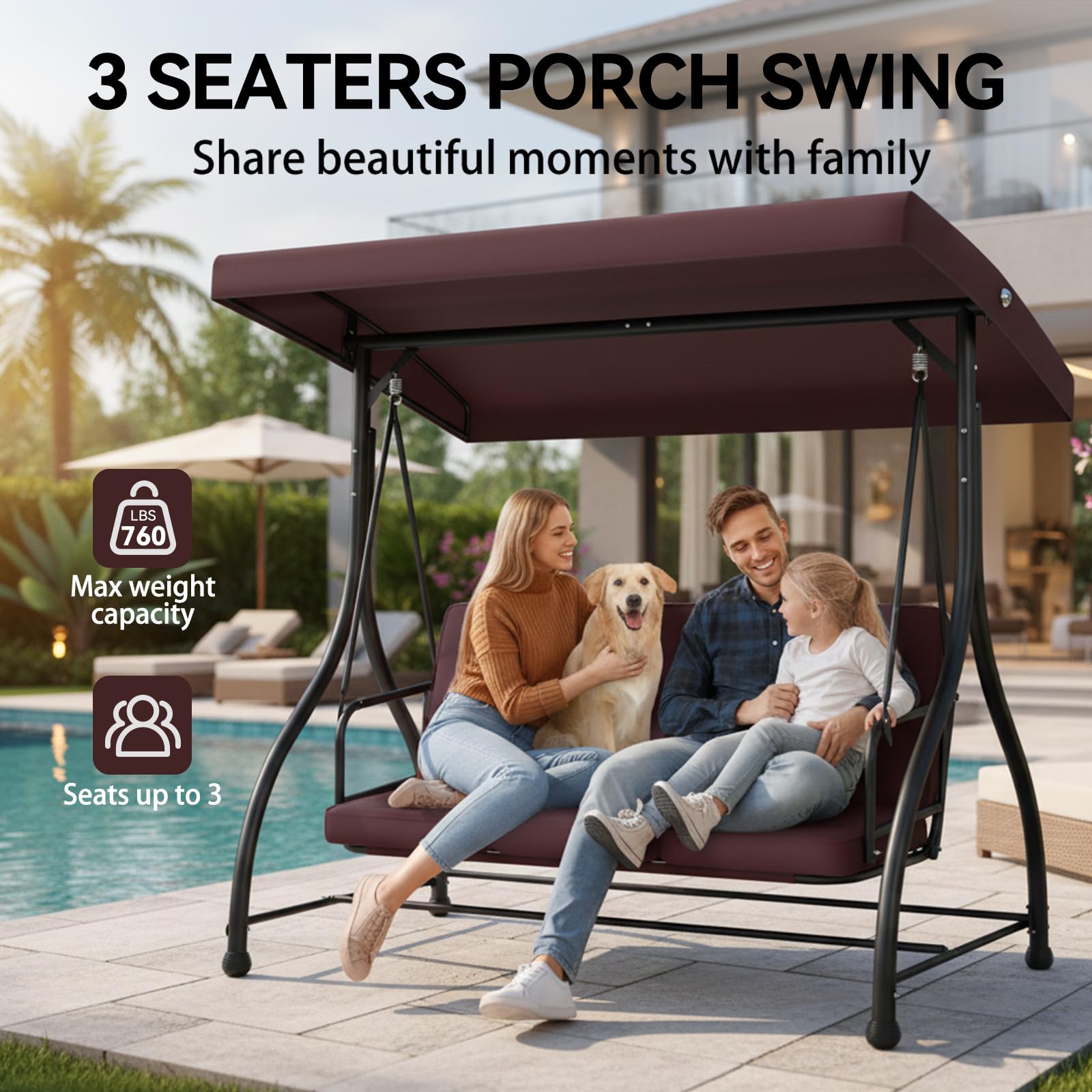 FUNG YARD swing converted to flatbed for lounging and relaxation benefit