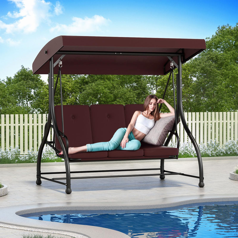 FUNG YARD swing in a patio setting showing lifestyle comfort benefit