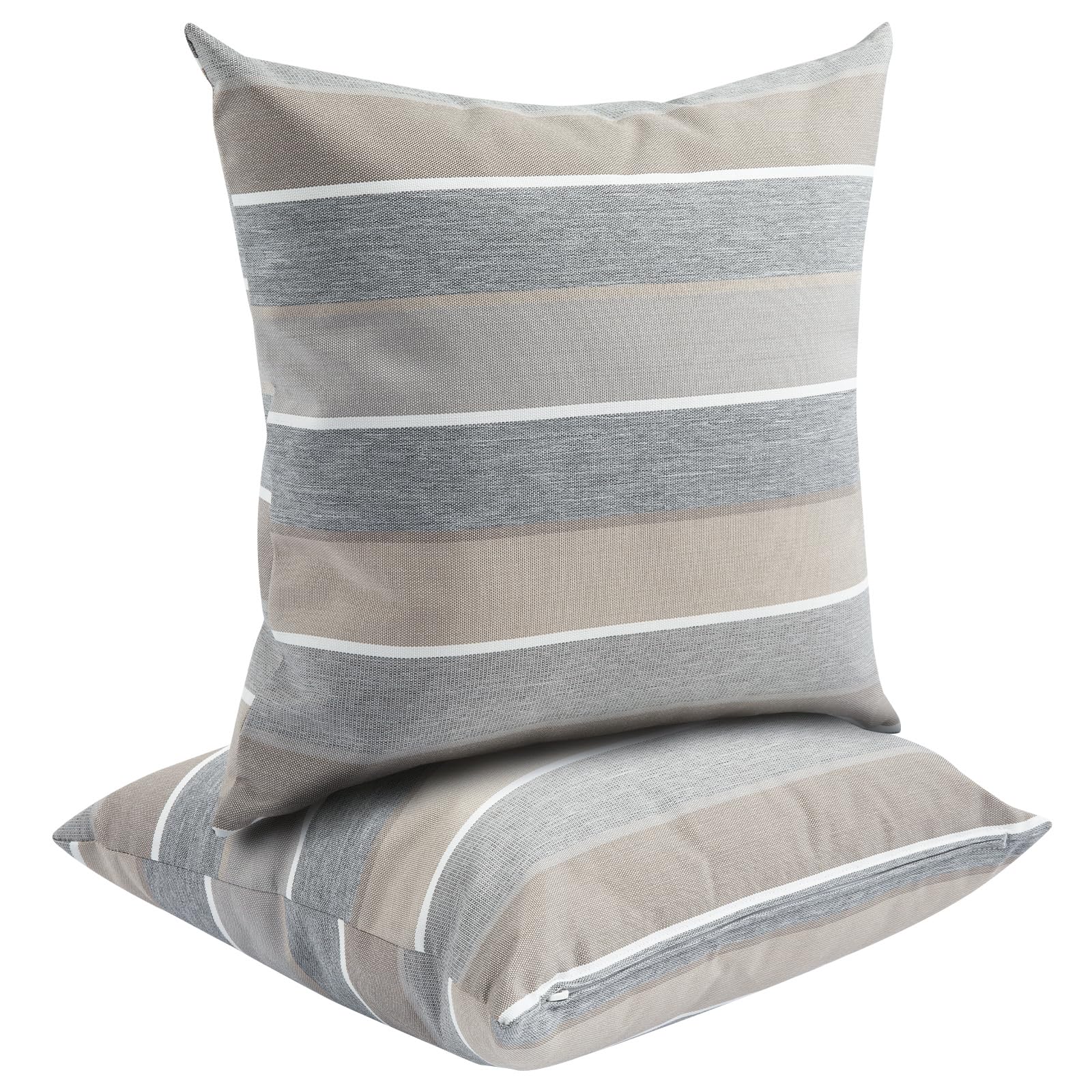 FUNHOME front view gray stripe pillows showing clean decorative look and quick refresh