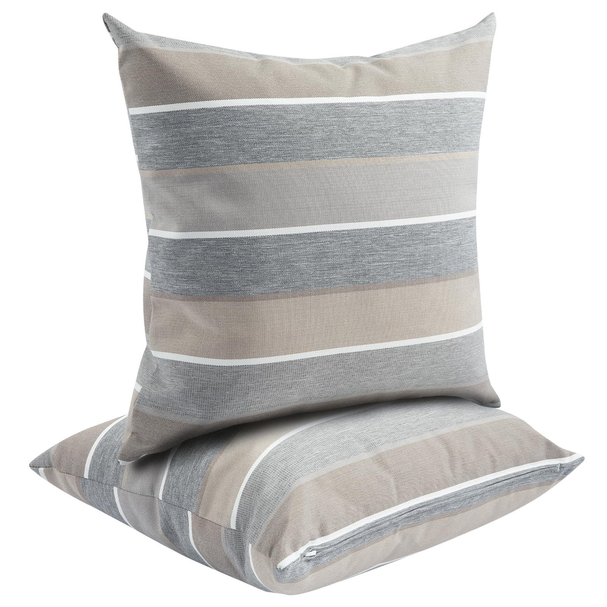 FUNHOME front view gray stripe pillows showing clean decorative look and quick refresh