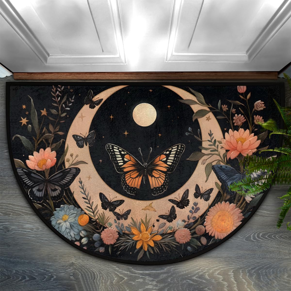 Funky Qiu doormat front view showing pattern and welcoming look